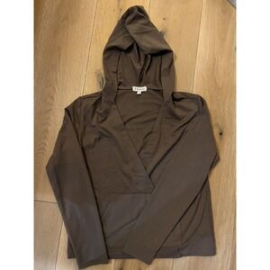 T/S By Thrive Hoodie Women's Small Brown Long Sleeve V Neck Lightweight Stretch